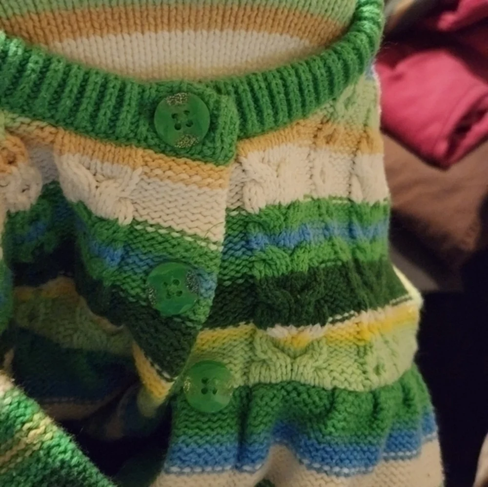 A Children's‎ Place 3T Striped Sweater Cardigan Christmas Holiday Grinch